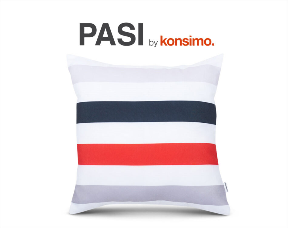PASI Poszewka na poduszkę biały/szary/czerwony - zdjęcie 1