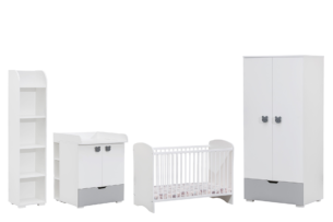 PINKO, https://dev1-mda.konsimo.pl/kolekcja/pinko/ Zestaw mebli dziecięcych 4 el. biały/szary - zdjęcie