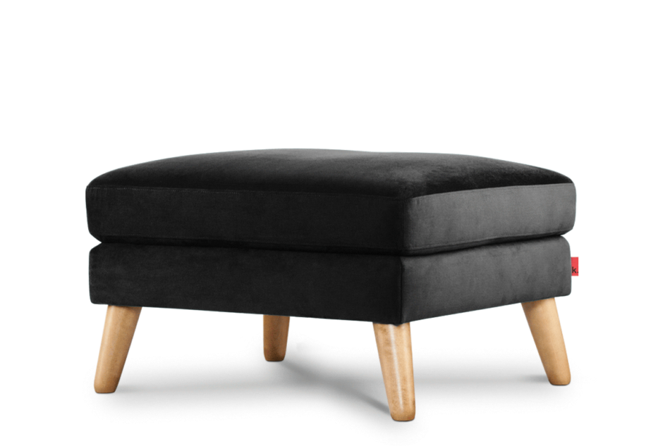 TAGIO Czarna pufa skandynawska czarny - zdjęcie 1