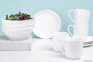 RESEDA, https://dev1-mda.konsimo.pl/kolekcja/reseda/ Zestaw śniadaniowy, 4 os. (12 el) biały - zdjęcie