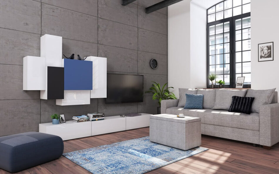 SCAVO Regał wiszący biały/biały połysk/niebieski połysk/czarny połysk - zdjęcie 1