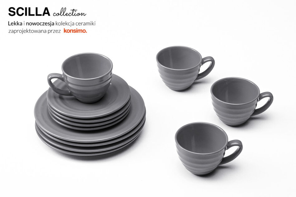SCILLA Zestaw kawowy, 4 os. (12 el) szary - zdjęcie 1