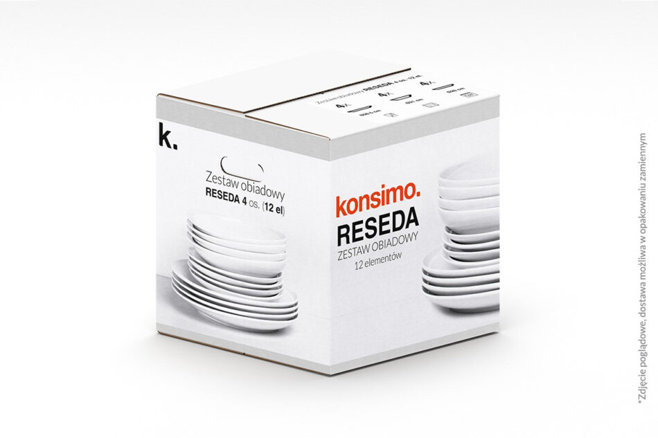 RESEDA Zestaw obiadowy, 4 os. (12el) biały - zdjęcie 3