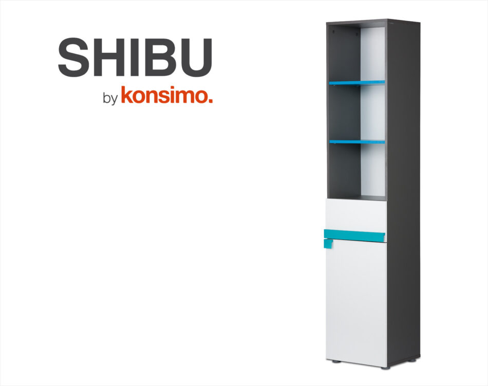 SHIBU Wąski regał dla dziecka grafit/biały/niebieski - zdjęcie 4