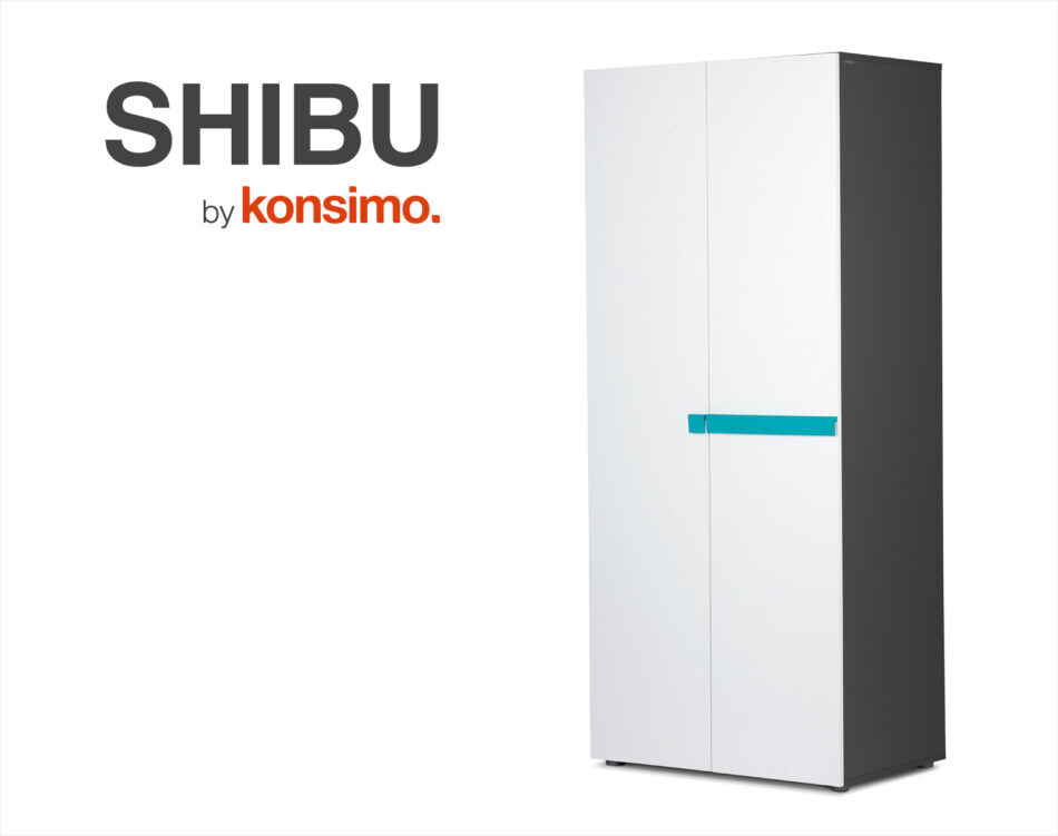 SHIBU Dziecięca szafa z drążkiem grafit/biały/niebieski - zdjęcie 7