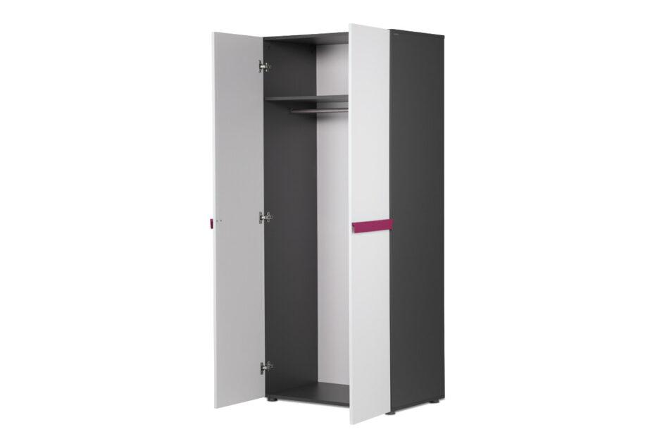 SHIBU Dziecięca szafa z drążkiem grafit/biały/różowy - zdjęcie 3