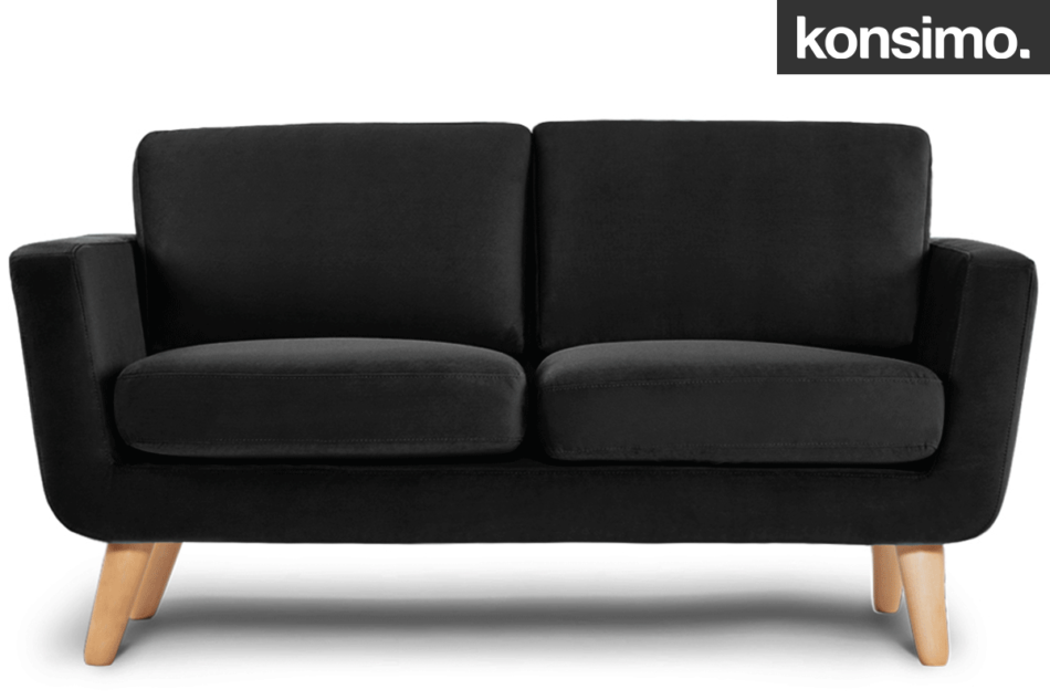 TAGIO Czarna skandynawska sofa 2 osobowa czarny - zdjęcie 5