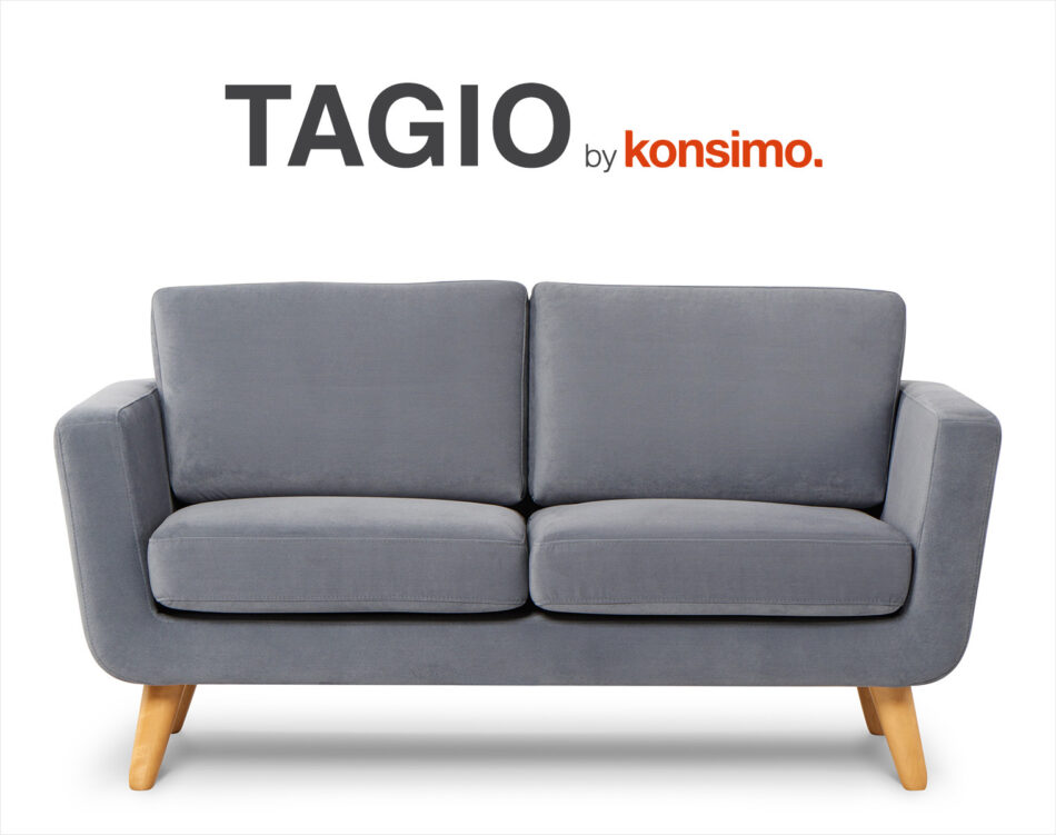 TAGIO Szara skandynawska sofa 2 osobowa szary - zdjęcie 8