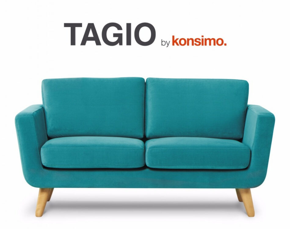 TAGIO Turkusowa skandynawska sofa 2 osobowa turkusowy - zdjęcie 7