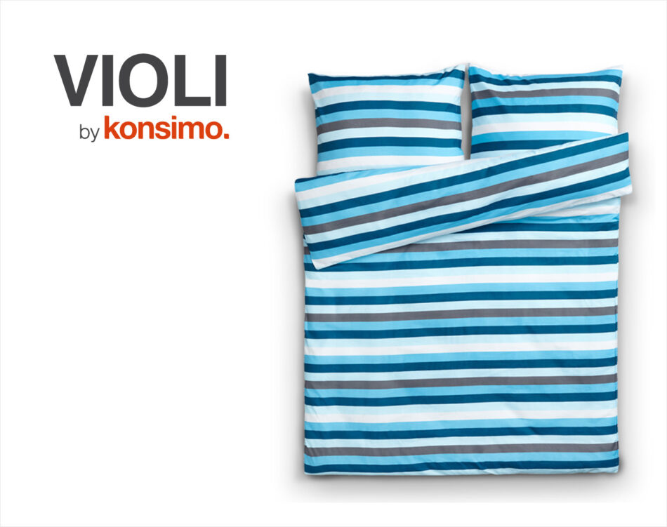 VIOLI Komplet pościeli turkusowy/biały/szary - zdjęcie 4