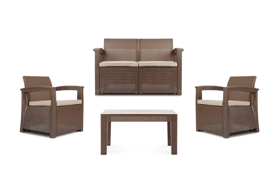 NEOMENS Zestaw mebli ogrodowych (2,1,1,st.) brązowy/beżowy - zdjęcie 0