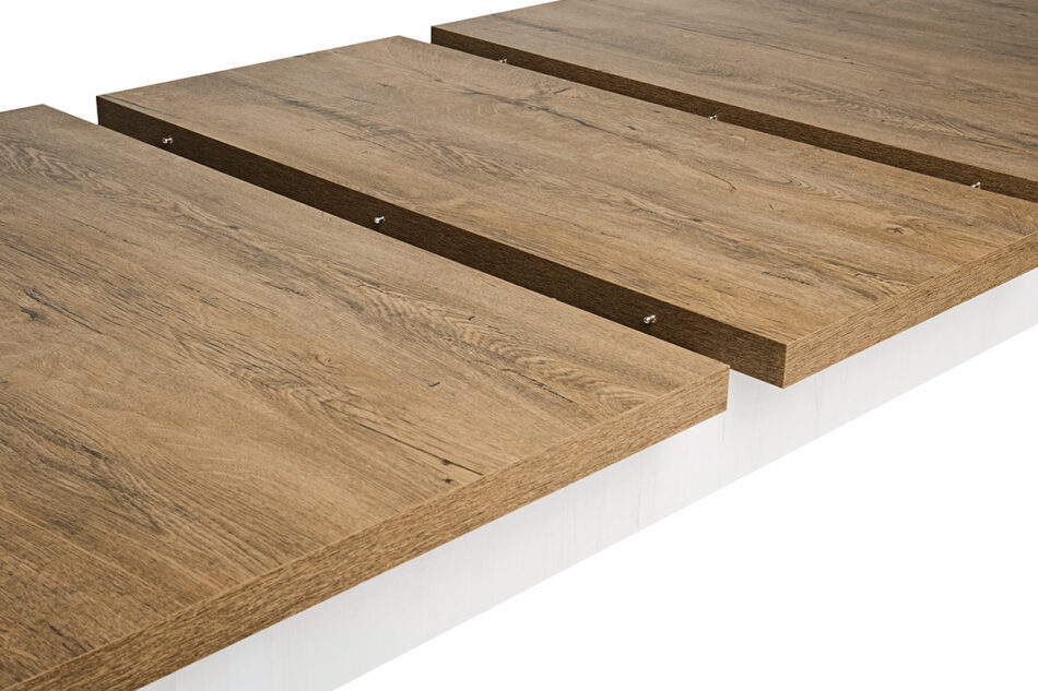 CRAM, LEMAS Zestaw krzesła 4 szt.  + stół biały/beżowy|biały/ciemny dąb - zdjęcie 9