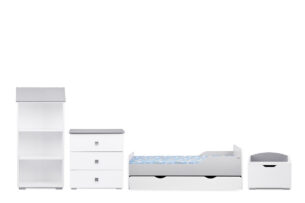 PABIS, https://dev1-mda.konsimo.pl/kolekcja/pabis/ Zestaw meble do pokoju dla dziecka szare 4 elementy biały/szary - zdjęcie