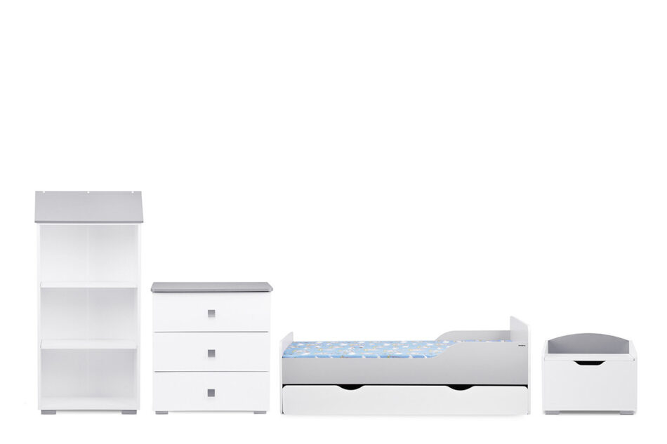 PABIS Zestaw meble do pokoju dla dziecka szare 4 elementy biały/szary - zdjęcie 0