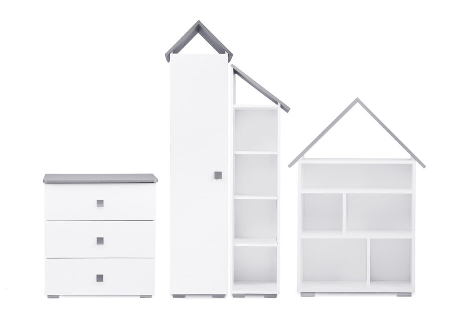 PABIS Zestaw meble do pokoju dziecka szare 4 elementy biały/szary - zdjęcie 0