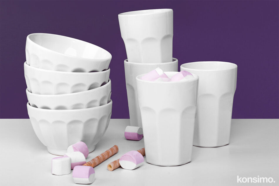 ARALES, CAMPI Zestaw śniadaniowy, 4 os. biały - zdjęcie 1