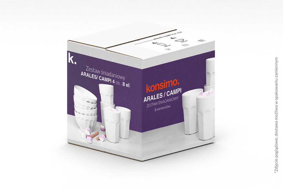 ARALES, CAMPI Zestaw śniadaniowy, 4 os. biały - zdjęcie 6