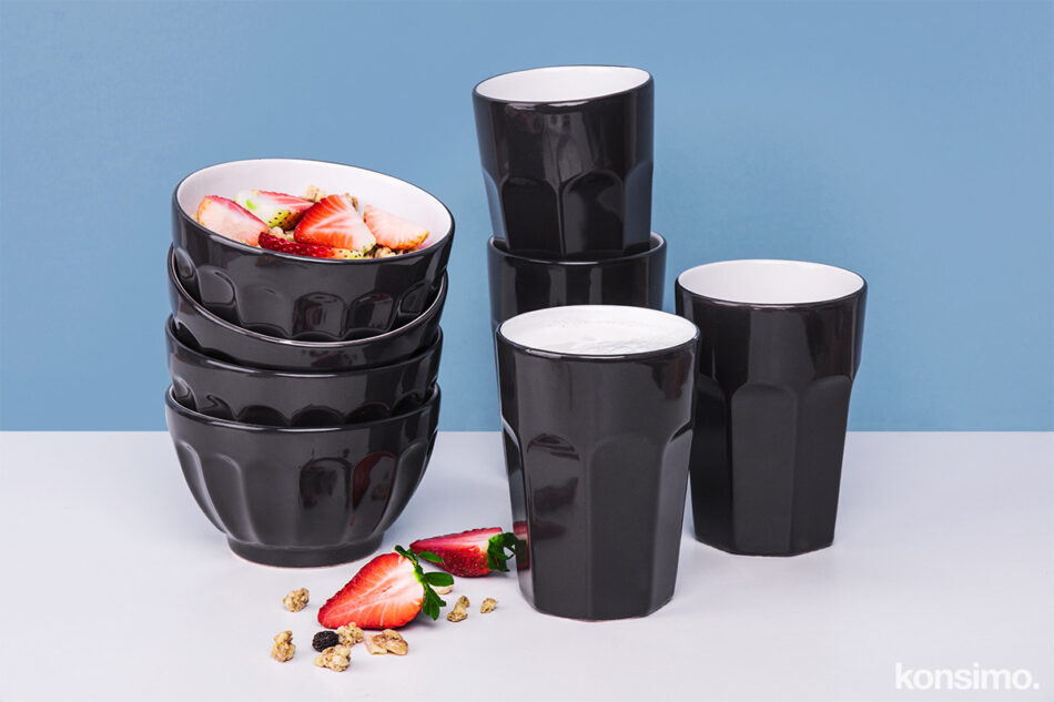 ARALES, CAMPI Zestaw śniadaniowy, 4 os. brązowy/biały - zdjęcie 2