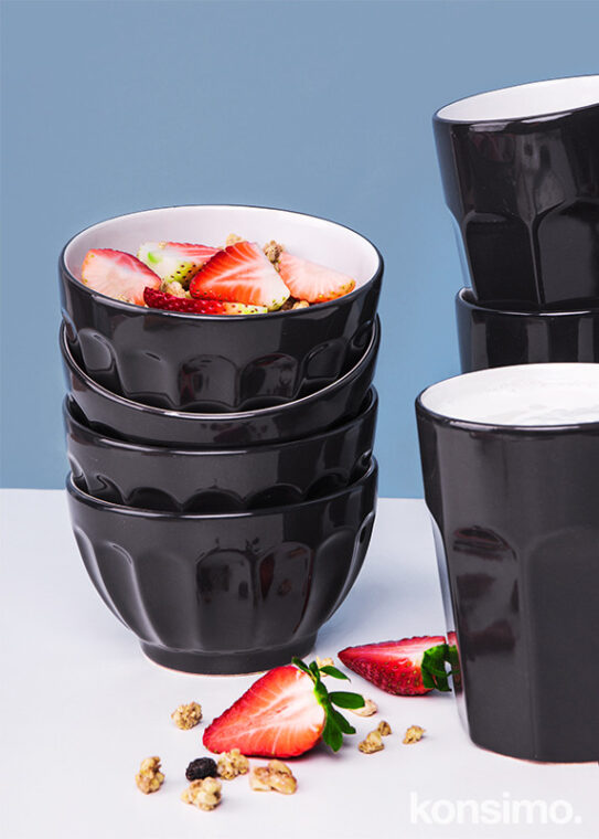 ARALES, CAMPI Zestaw śniadaniowy, 4 os. brązowy/biały - zdjęcie 5