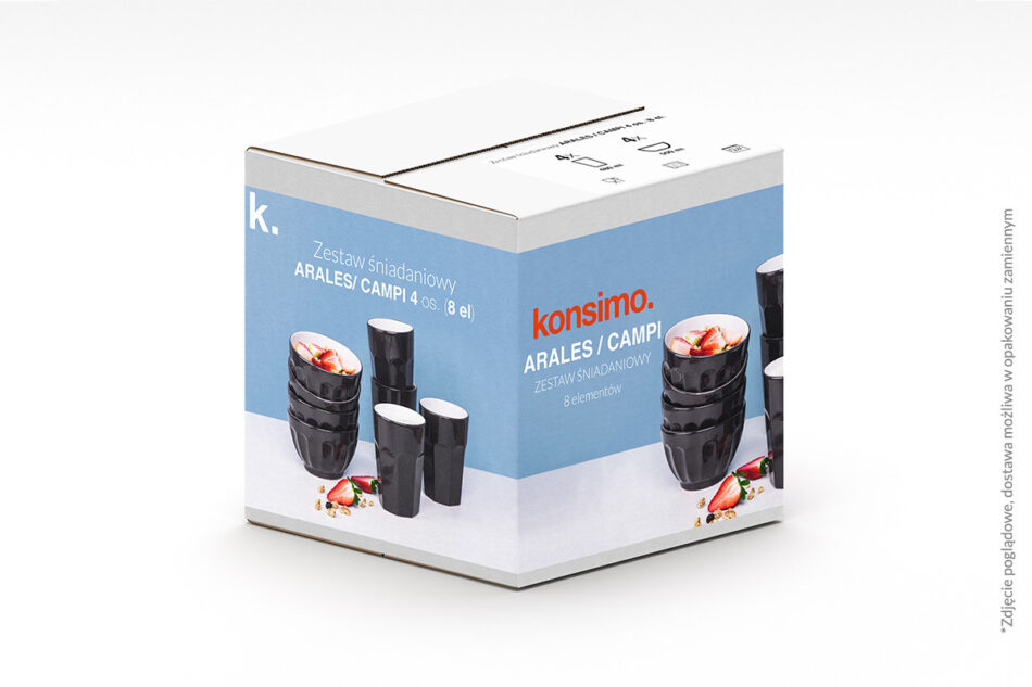 ARALES, CAMPI Zestaw śniadaniowy, 4 os. brązowy/biały - zdjęcie 1