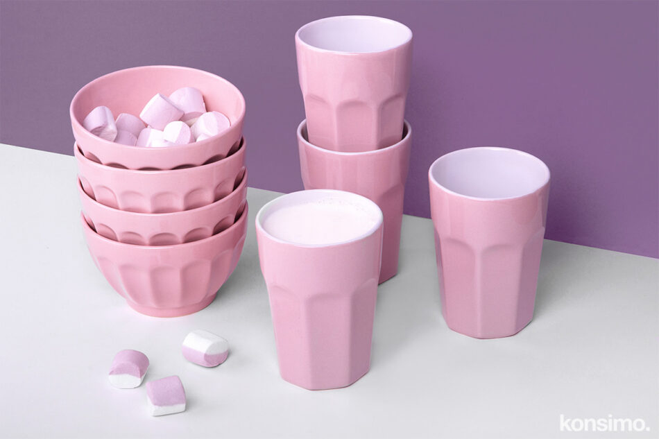 ARALES, CAMPI Zestaw śniadaniowy, 4 os. różowy - zdjęcie 0