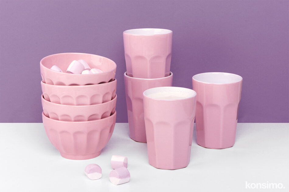 ARALES, CAMPI Zestaw śniadaniowy, 4 os. różowy - zdjęcie 1