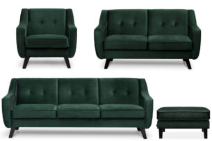 TERSO, https://dev1-mda.konsimo.pl/kolekcja/terso/ Zestaw mebli do salonu, 4 el ciemny zielony - zdjęcie