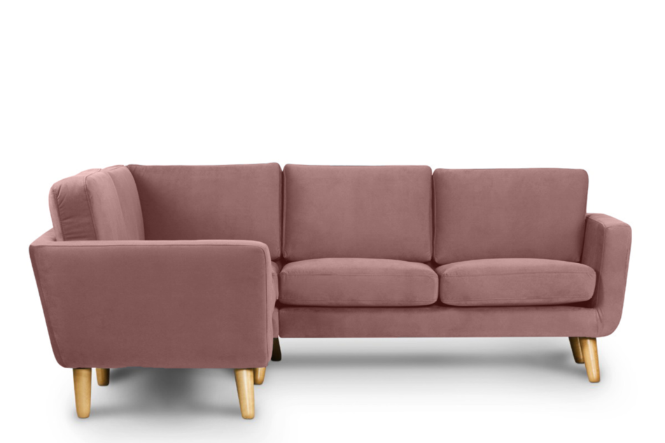 TAGIO Różowy narożnik skandynawski lewy welur koralowy - zdjęcie 0