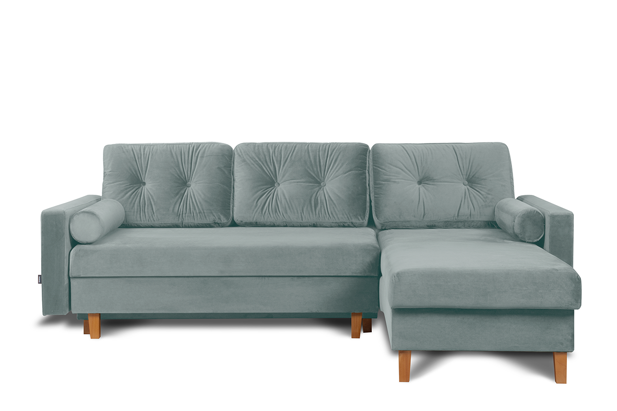 Welurowy szary narożnik do salonu