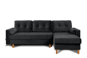 ERISO, https://dev1-mda.konsimo.pl/kolekcja/eriso/ Ciemnoszary welurowy narożnik do salonu grafitowy - zdjęcie