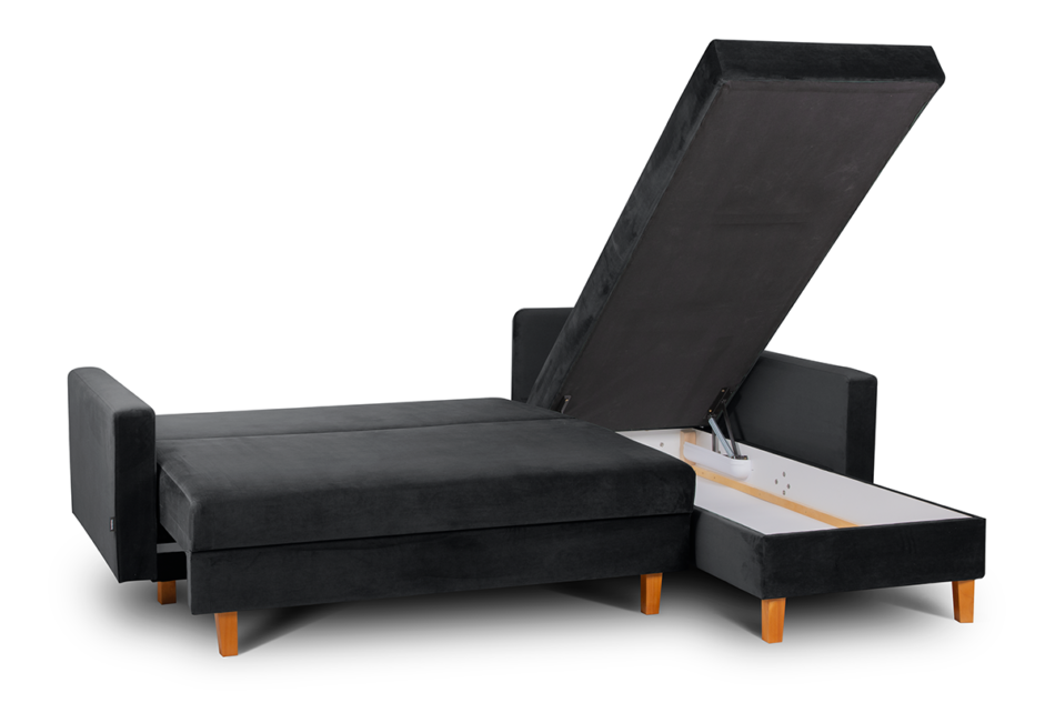 ERISO Ciemnoszary welurowy narożnik do salonu grafitowy - zdjęcie 2