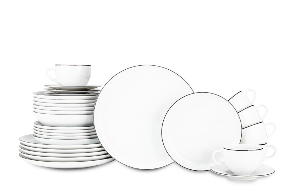 NORA CZARNY RANT Zestaw obiadowy 6os. (30 el.) Czarny Rant - zdjęcie 0