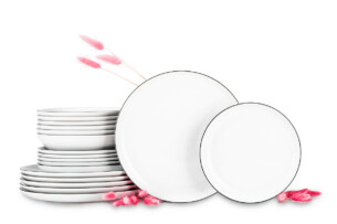 NORA CZARNY RANT, https://dev1-mda.konsimo.pl/kolekcja/nora-czarny-rant/ Zestaw obiadowy 6os. (18 el.) Czarny Rant - zdjęcie