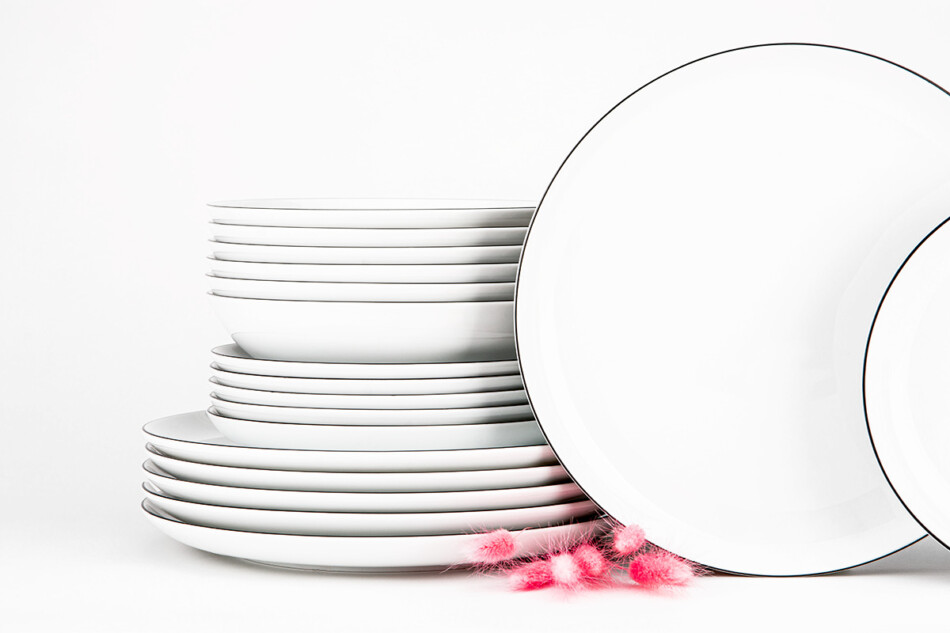 NORA CZARNY RANT Zestaw obiadowy 6os. (18 el.) Czarny Rant - zdjęcie 1