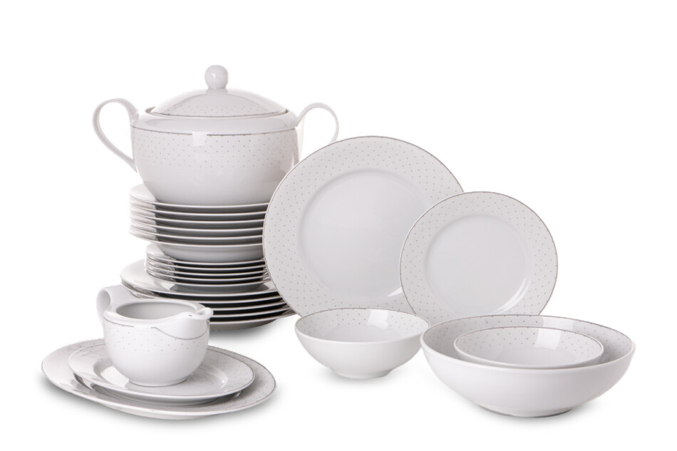 AMELIA CARMEN Zestaw obiadowy 6os. (25 el.) biały - zdjęcie 1