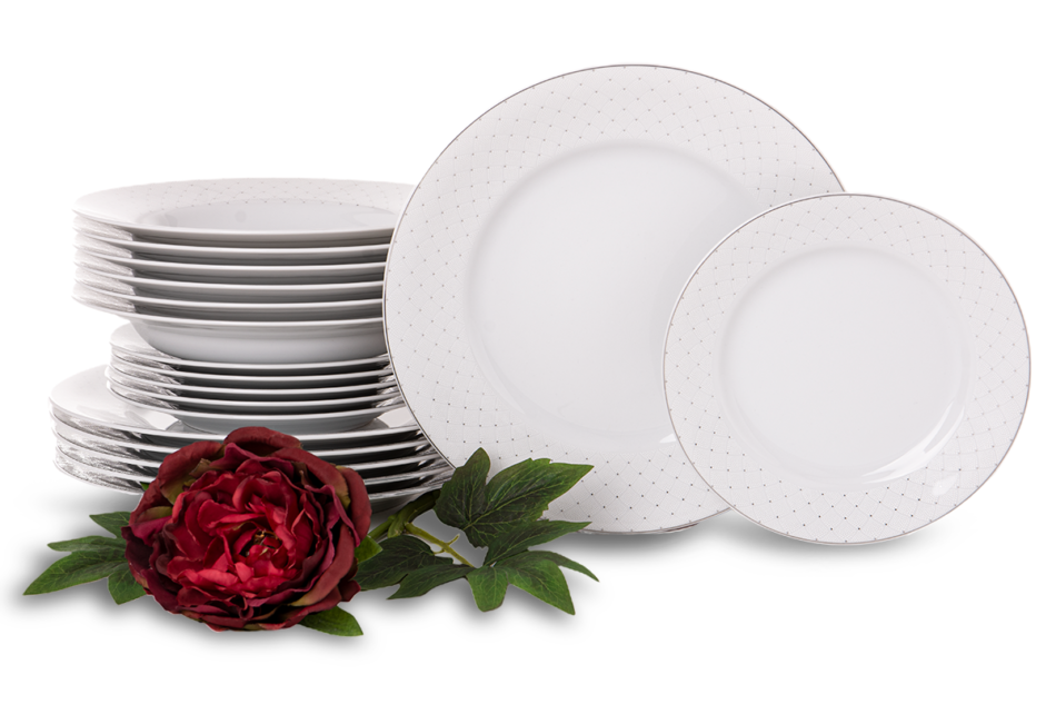AMELIA CARMEN Zestaw obiadowy 6os. (18 el.) biały - zdjęcie 1