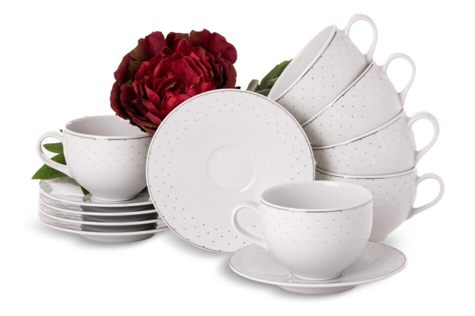 AMELIA CARMEN Komplet filiżanek 6os. (12el.) biały - zdjęcie 0