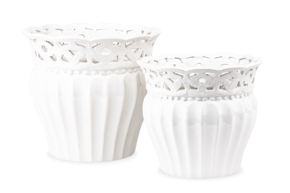 LICIO Osłonka prążki i koronka biały - zdjęcie 2