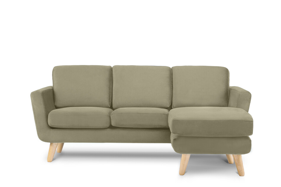 TAGIO Beżowy skandynawski narożnik z pufą / otomaną prawy beżowy - zdjęcie 0