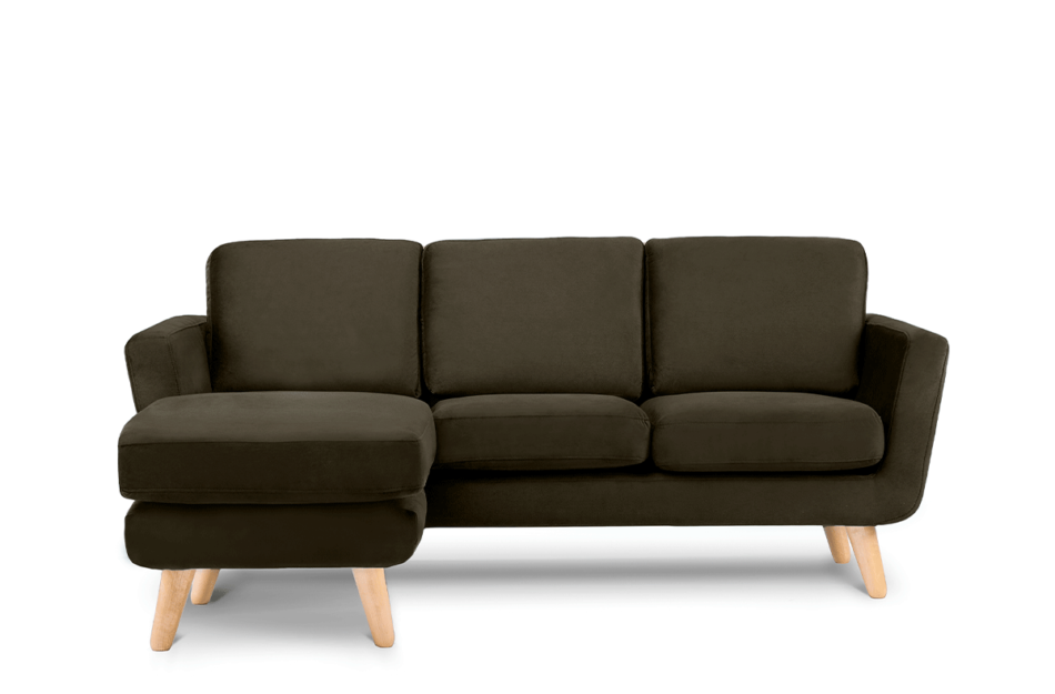 TAGIO Brązowy skandynawski narożnik z pufą / otomaną lewy brązowy - zdjęcie 0