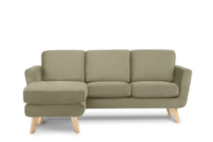 TAGIO, https://dev1-mda.konsimo.pl/kolekcja/tagio/ Beżowy skandynawski narożnik z pufą / otomaną lewy beżowy - zdjęcie