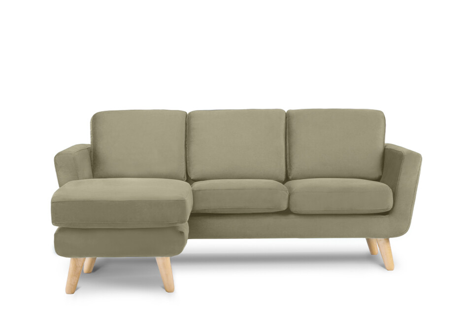 TAGIO Beżowy skandynawski narożnik z pufą / otomaną lewy beżowy - zdjęcie 0