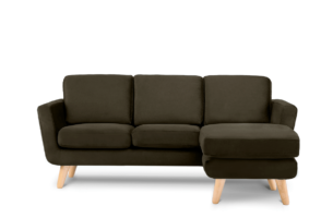 TAGIO, https://dev1-mda.konsimo.pl/kolekcja/tagio/ Brązowy skandynawski narożnik z pufą / otomaną prawy brązowy - zdjęcie