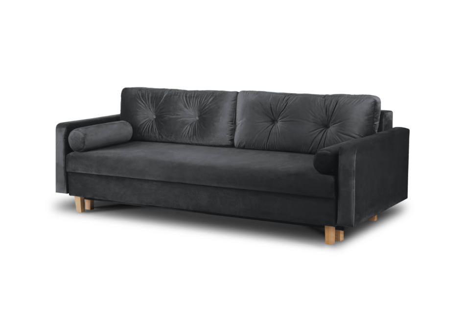 ERISO Ciemnoszara welurowa sofa 3 osobowa rozkładana grafitowy - zdjęcie 1