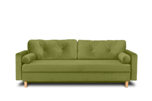 ERISO, https://dev1-mda.konsimo.pl/kolekcja/eriso/ Zielona welurowa sofa 3 osobowa rozkładana oliwkowy - zdjęcie