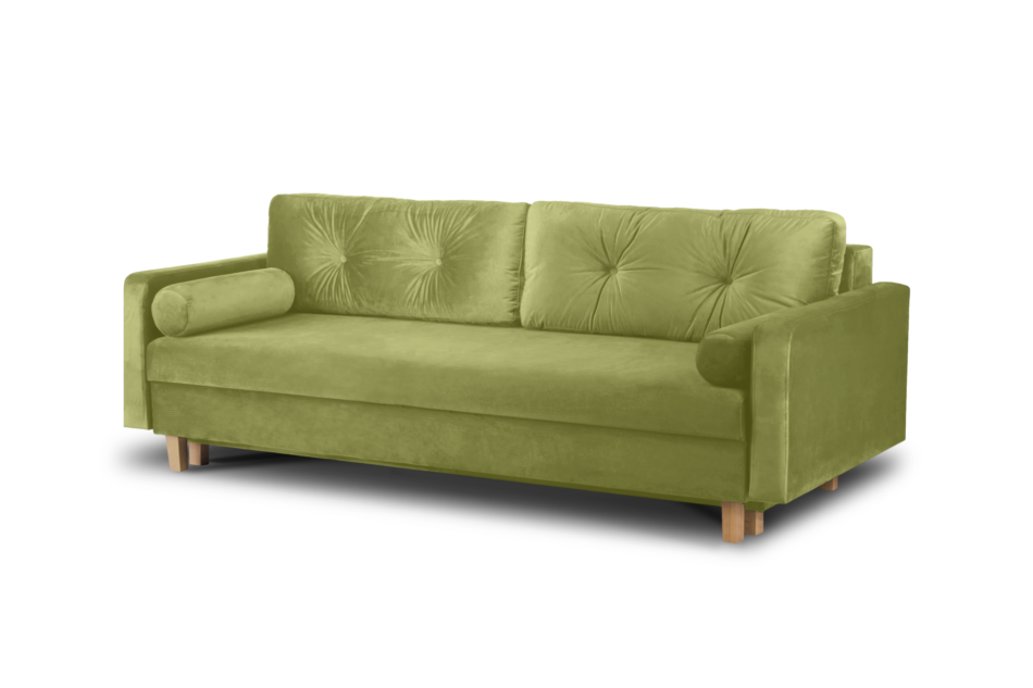 ERISO Zielona welurowa sofa 3 osobowa rozkładana oliwkowy - zdjęcie 1
