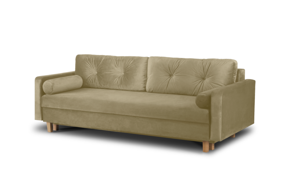 ERISO Beżowa welurowa sofa 3 osobowa rozkładana beżowy - zdjęcie 1