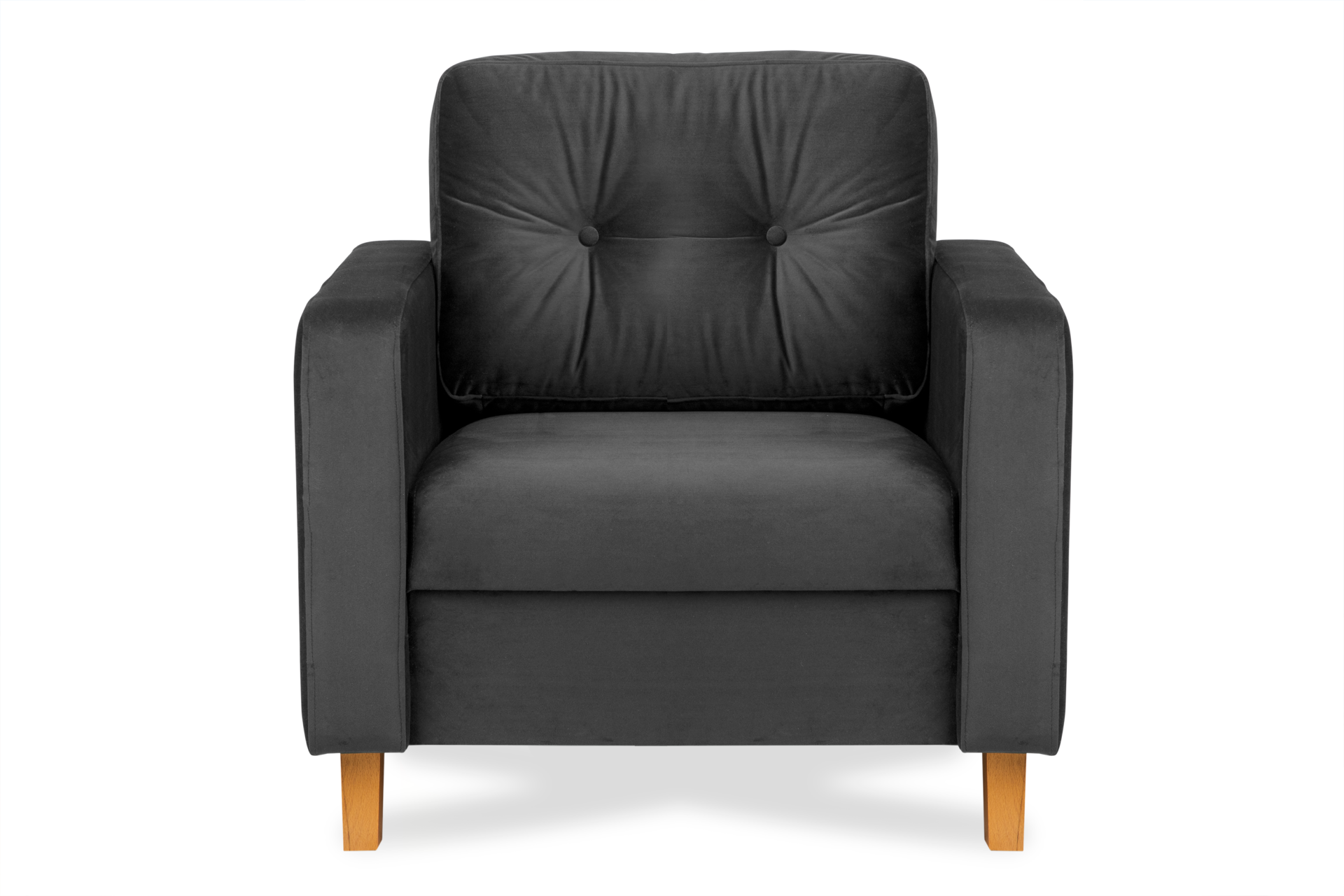 Ciemnoszary welurowy fotel do salonu