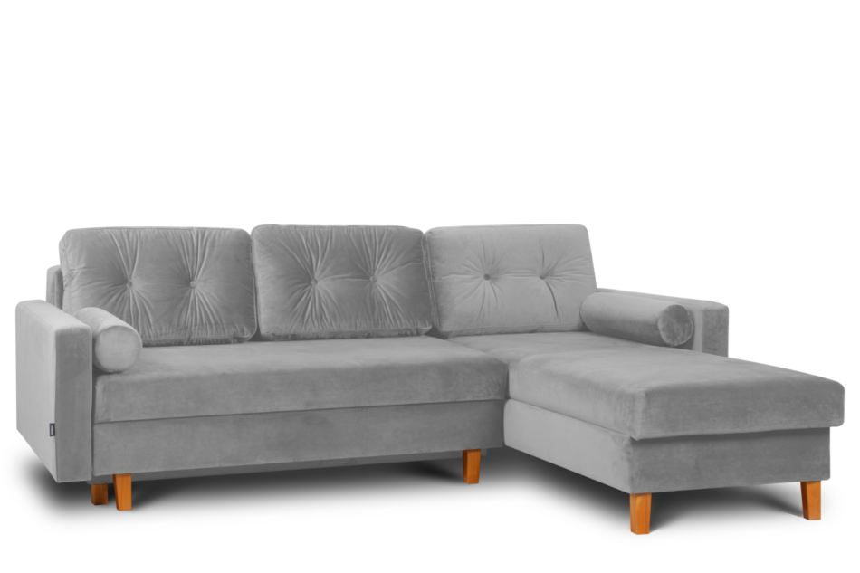 ERISO Szary welurowy narożnik do salonu popielaty - zdjęcie 1