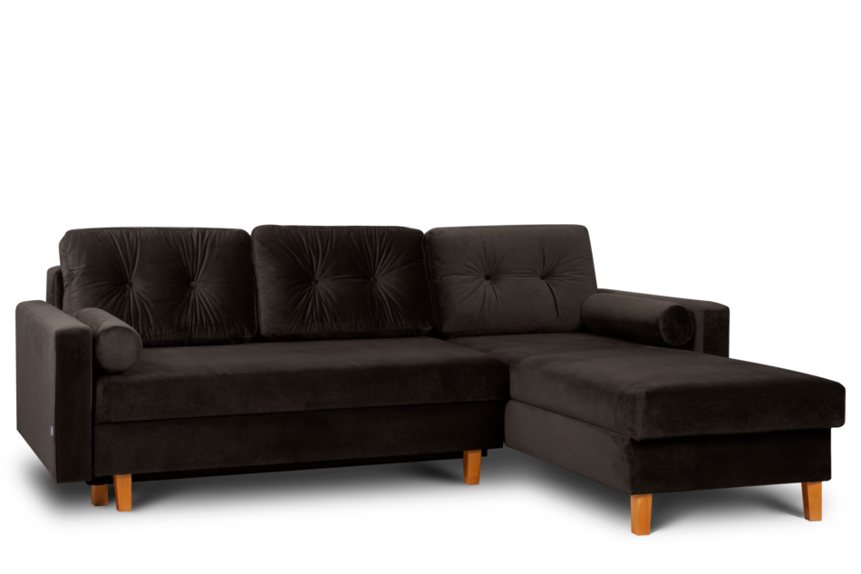 ERISO Brązowy welurowy narożnik do salonu brązowy - zdjęcie 2